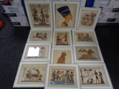 A quantity of Egyptian style framed prints