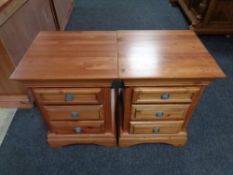 A pair contemporary pine bedside chests