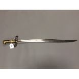 A 19th century French Chassepot sword bayonet (lacks scabbard)