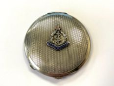 A silver and enamel Royal Army Medical Corps compact