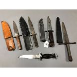 Five various hunting/replica knives,