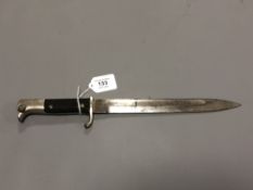 A Second World War German K98 parade bayonet with nickel plated hilt,