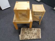 A nest of two oak tables,