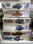 Tamiya modelling kits - Group of six 1:35 scale military models (as illustrated)