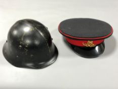 A Bulgarian helmet and a Royal Engineer's cap