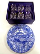 A tray of Maling blue and white North East Coast exhibition plate,