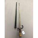 A 19th century French Gras rifle epee bayonet, dated 1879,