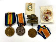A WWI medal pair on ribbons awarded to 22539 Cpl. A Hallet Leic.