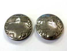 Two Arabic silver compacts marked Jerusalem