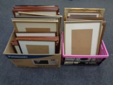 A box and a crate of picture frames