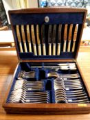 An oak cased canteen of plated cutlery by Mappin and Webb
