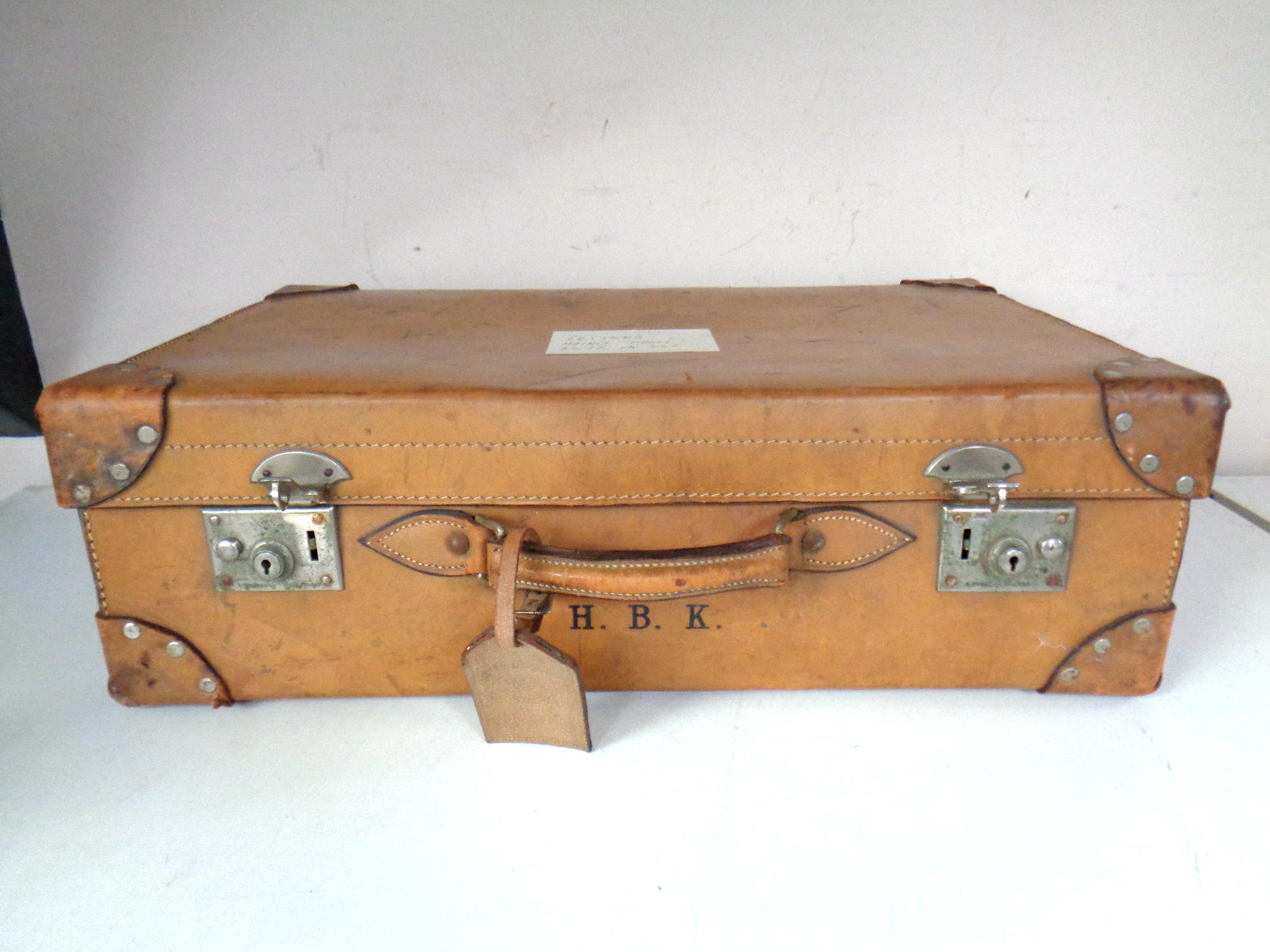 A vintage leather suitcase