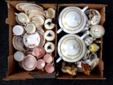 Two boxes of gilt porcelain tureens,