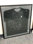 A framed signed rugby shirt : London Irish