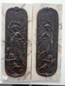 A pair of Art Nouveau style bronzed plaques