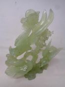 A Chinese Jade carving depicting birds, height 19 cm.