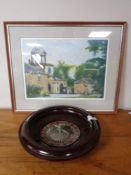 A Ross Hickling pastel drawing in frame and mount together with a vintage Chad Valley roulette