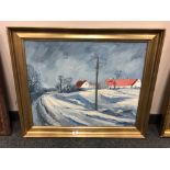 Continental school : A winter track, oil on canvas,