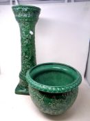 An English pottery jardiniere on stand