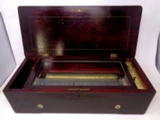 A 19th century rosewood cylinder music box
