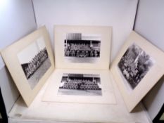 10 monochrome Newcastle United team photographs, late 1950's early 1960's in mounts.