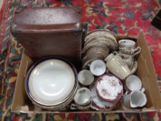 A box of assorted tea china, Royal Doulton comport,