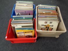 Three crates of vinyl LP's and box sets including compilations, James Bond sound track,