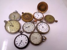 A group of nine various pocket watches including Thomas Russell and Son gold plated full hunter