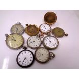 A group of nine various pocket watches including Thomas Russell and Son gold plated full hunter