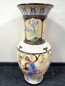 A large oriental style glazed pottery baluster vase,