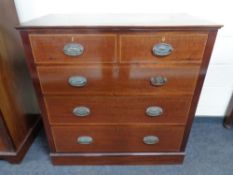 A late Victorian inlaid mahogany five drawer chest
