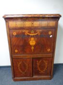 A 19th century mahogany and satinwood secretaire chest