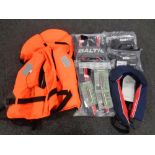 A box of Baltic life jackets and parts,