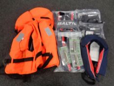 A box of Baltic life jackets and parts,