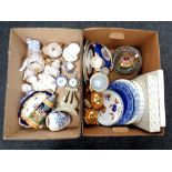 Three boxes of tea china, collector's plates, German stein, continental dinner plates,