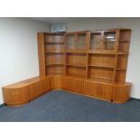 A 20th century teak G-plan corner modular display unit (six sections)