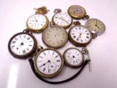 A group of nine various pocket watches including military pocket watch,