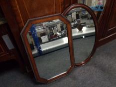 An Edwardian octagonal framed mirror together with a further antique mahogany mirror