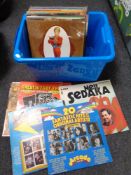A box containing a small quantity of vinyl LPs to include, Elvis, Four Tops, compilations, musicals.