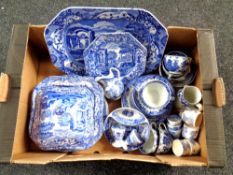 A box of Copeland Spode Italian blue and white porcelain,