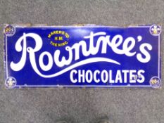 A vintage enamel sign 'Rowntrees Chocolates, Makers to H.M. The King', 92 x 38 cm.