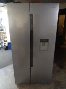 A Haier brushed steel double door fridge freezer