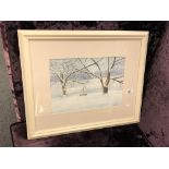 W E Dove : winter scene, watercolour, signed,