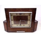 An Art Deco oak mantel clock