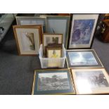 A quantity of framed pictures and prints to include oil on boards, still life, Thomas Girtin prints,