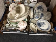 Two boxes of 19th and 20th century ceramics including S H and Sons poppy dinner ware,