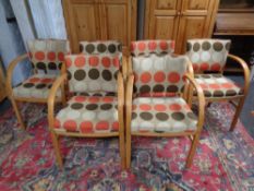 A set of six beech bentwood armchairs