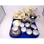 A tray of Japanese eggshell export tea service,