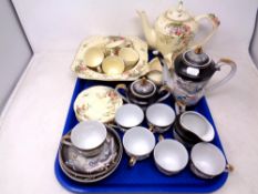 A tray of Japanese eggshell export tea service,