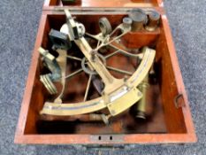A brass nautical sextant by T L Ainsley of South Shields,